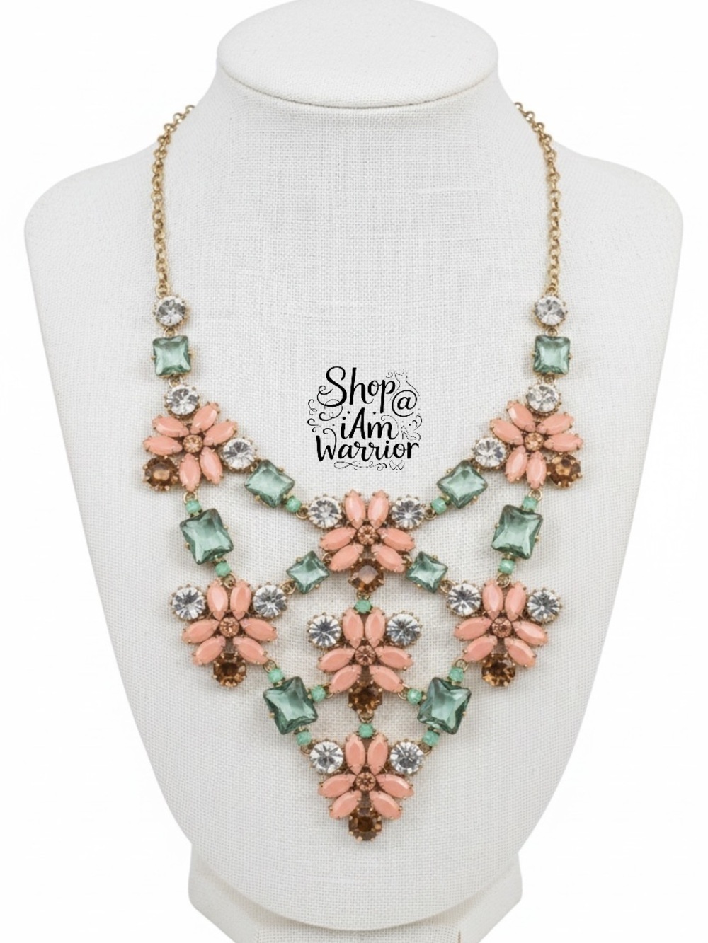 Stella & Dot Gold Tone Crystal Fleurette Bib Statement Necklace *shop@iamwarrior